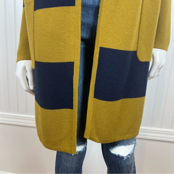 J. Crew Long Cardigan Sweater Wool Blend Open Front Pockets Women XS Striped - Picture 3 of 11